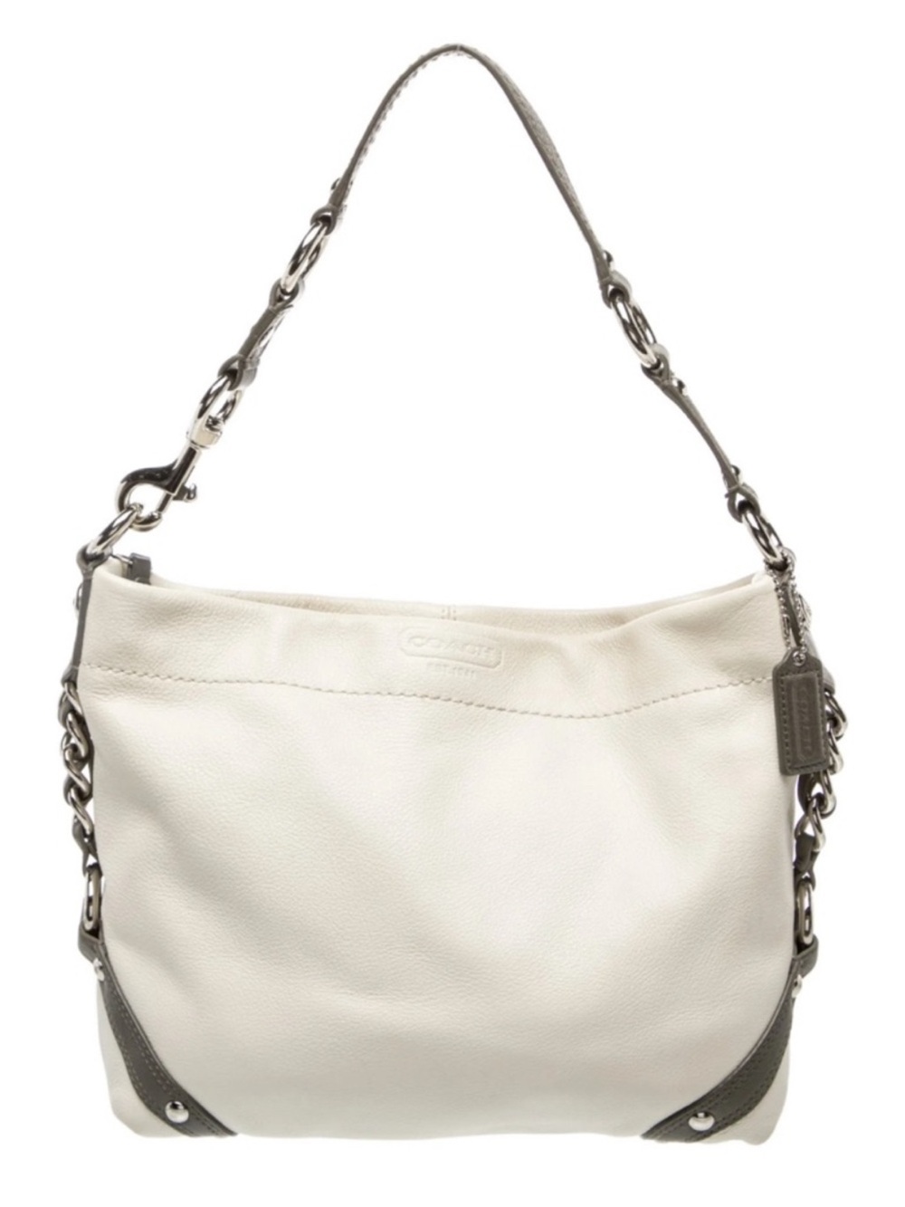 Vintage COACH Carly White Pebbled Leather Hobo Shoulder Bag Purse Y2K F15251 - Picture 2 of 6